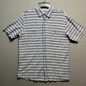 Rowm Shirt Mens Medium Striped Short Sleeve Button Down Cotton